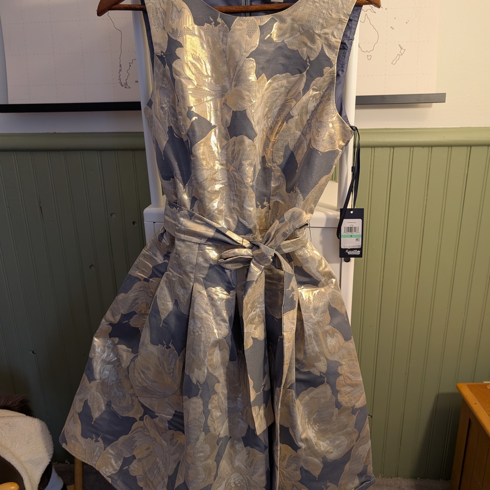 Tommy Hilfiger Gold and Gray Floral Mini Dress